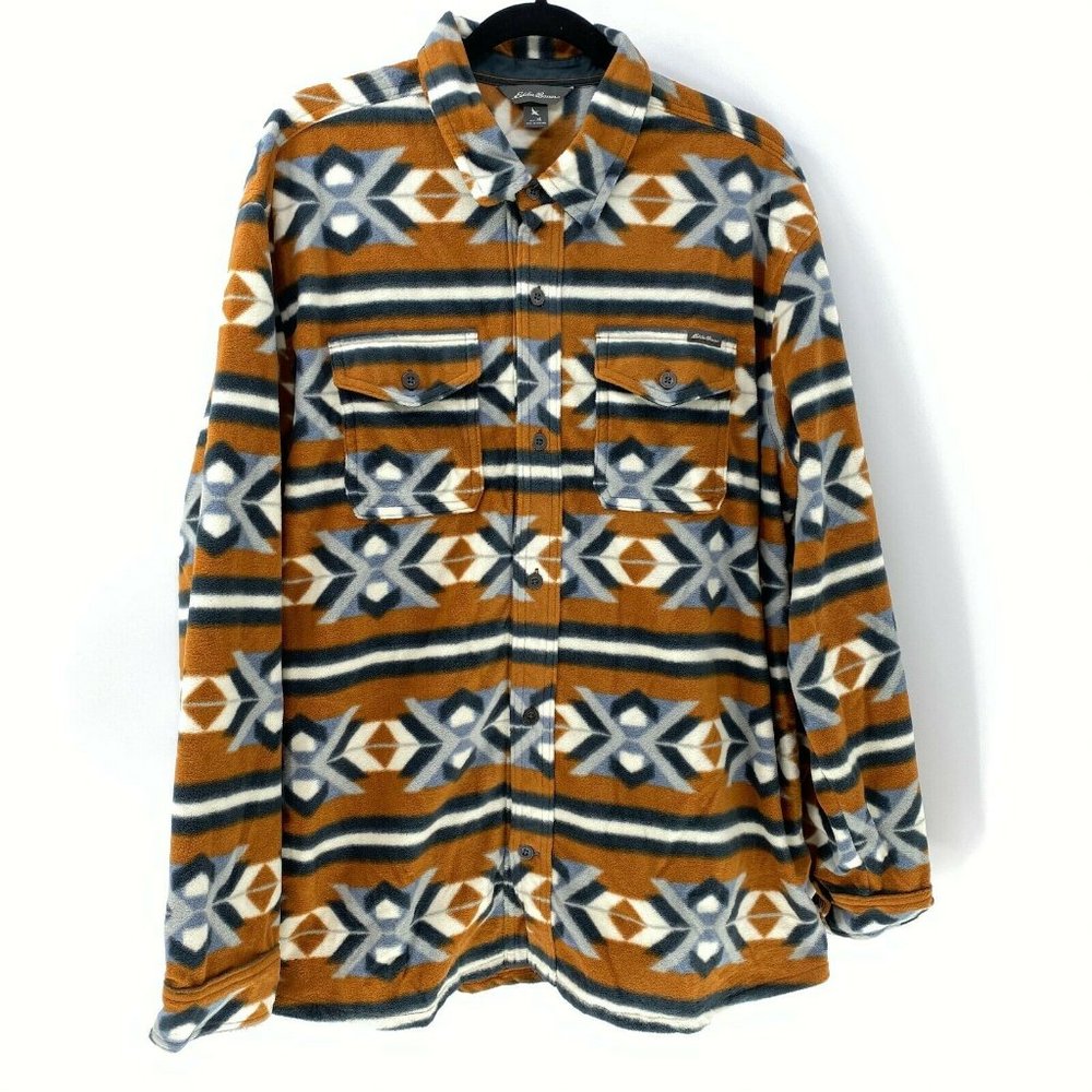Eddie Bauer Chutes Microfleece Shirt Mens XL NWT Southwest Aztec Toffee
